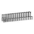 Capri Tools 38 Drive Shallow and Deep Chrome Socket Set, 6Point, 8 to 22 mm, 30Pcs CP12320-30MSD